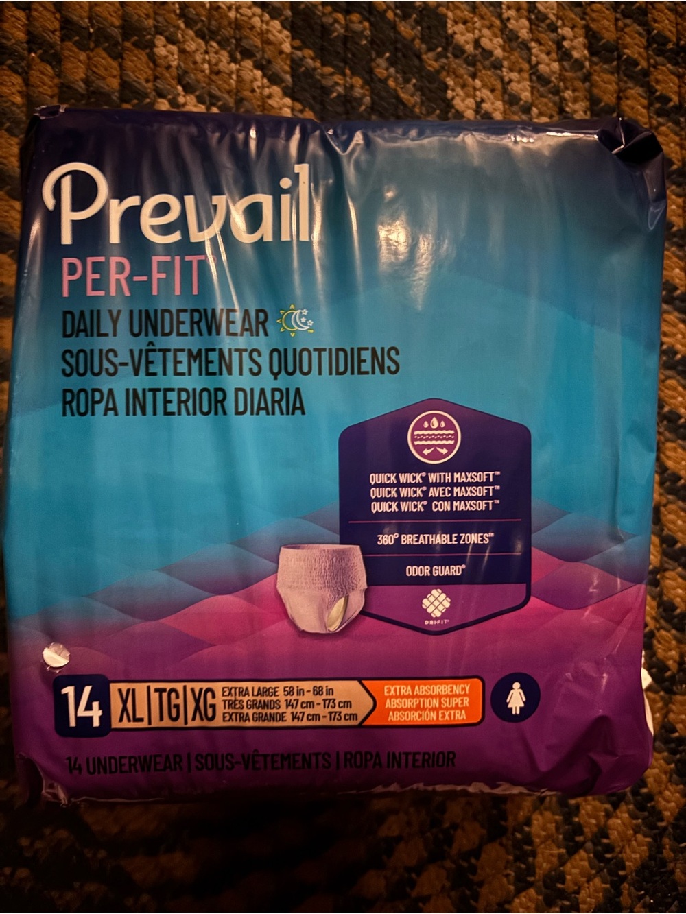 Prevail Per-Fit Women’s Daily Underwear - XL - Purple/Blue